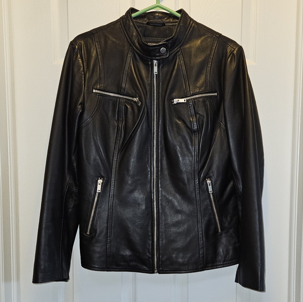 Ladies Leather Moto Jacket